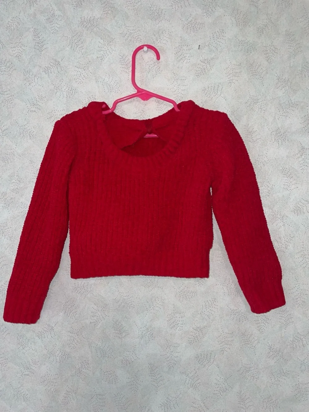 btween Red Knit Sweater with Red Plaid Flare Pants Kids Matching Set - Picture 5 of 7